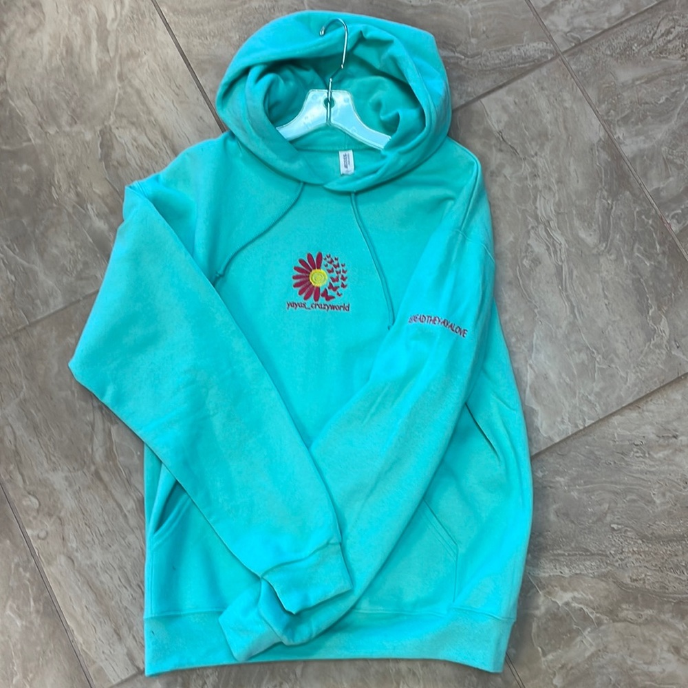 Mint Green Hoodie with Yaya logo embroidered and sleeve